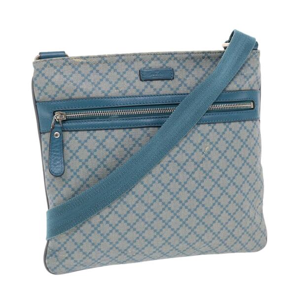 GUCCI Diamante Shoulder Bag Pvc Leather Light Blue - Picture 1 of 16